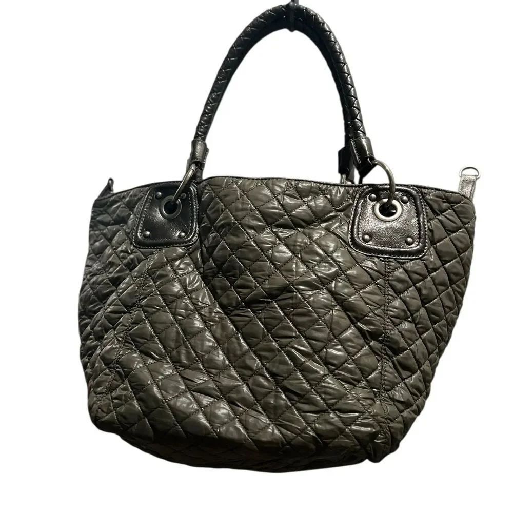 Shiraleah Quilted Olive Green Tote Shoulder Bag Lightweight Travel